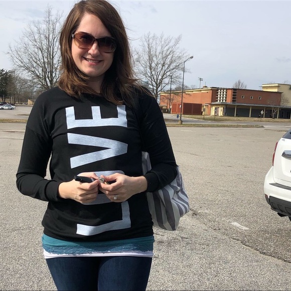 Celeste | Black Crewneck Love Graphic Long Sleeve - Picture 5 of 8